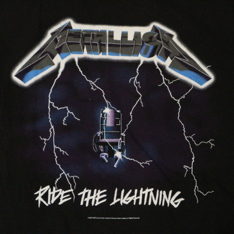 METALLICA Tシャツ RIDE THE LIGHTNING L ブラック メタリカ ロゴ pushead 半袖 両面プリント メタル ロック バンドの画像4