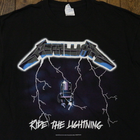 METALLICA Tシャツ RIDE THE LIGHTNING L ブラック メタリカ ロゴ pushead 半袖 両面プリント メタル ロック バンドの画像1