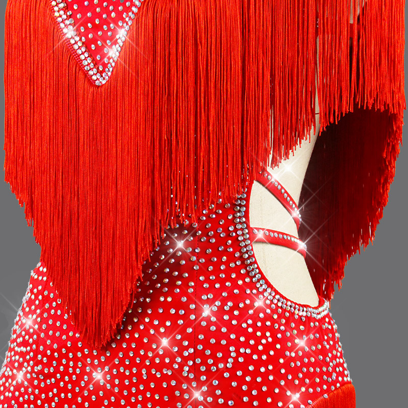 新作　レディース社交ダンス衣装　競技試合モダンラテンドレス　輝きストーン付　サイズ調整可　2色選択可　品番120_画像4