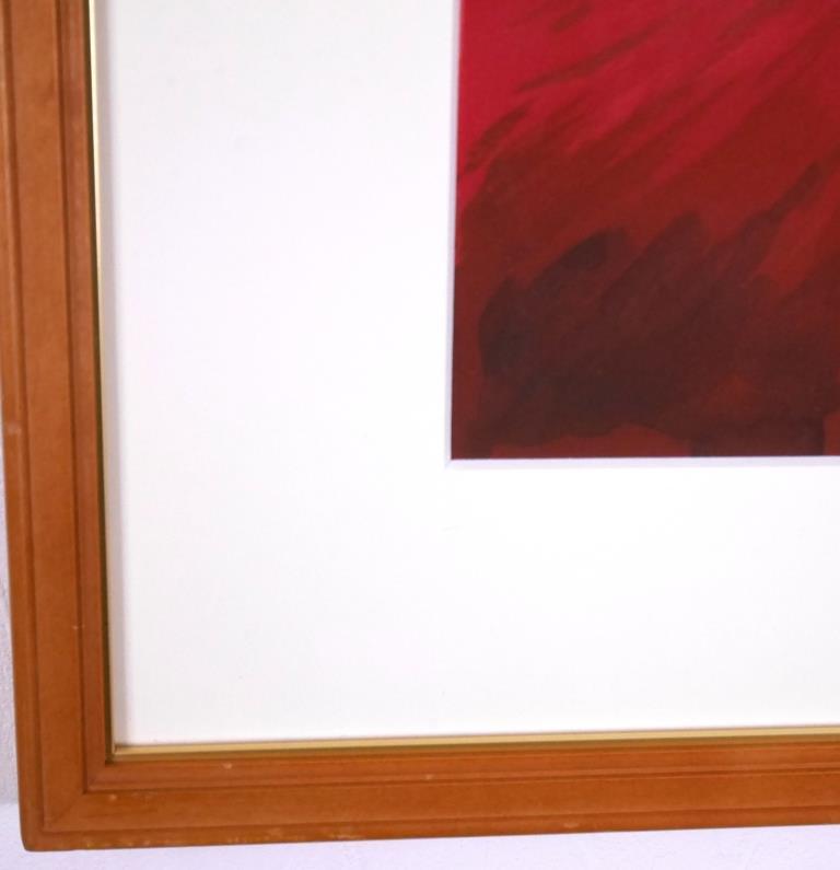 荒川喜美子『赤富士』◆日本画4号◆落款・直筆サイン有◆日本画院幹事！師：清水保雄_画像4