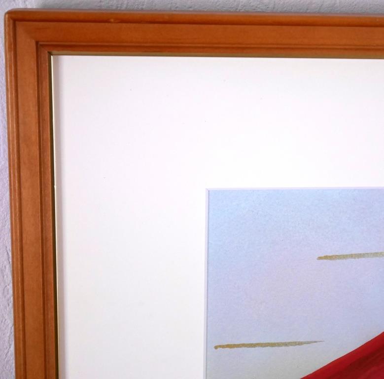 荒川喜美子『赤富士』◆日本画4号◆落款・直筆サイン有◆日本画院幹事！師：清水保雄_画像5