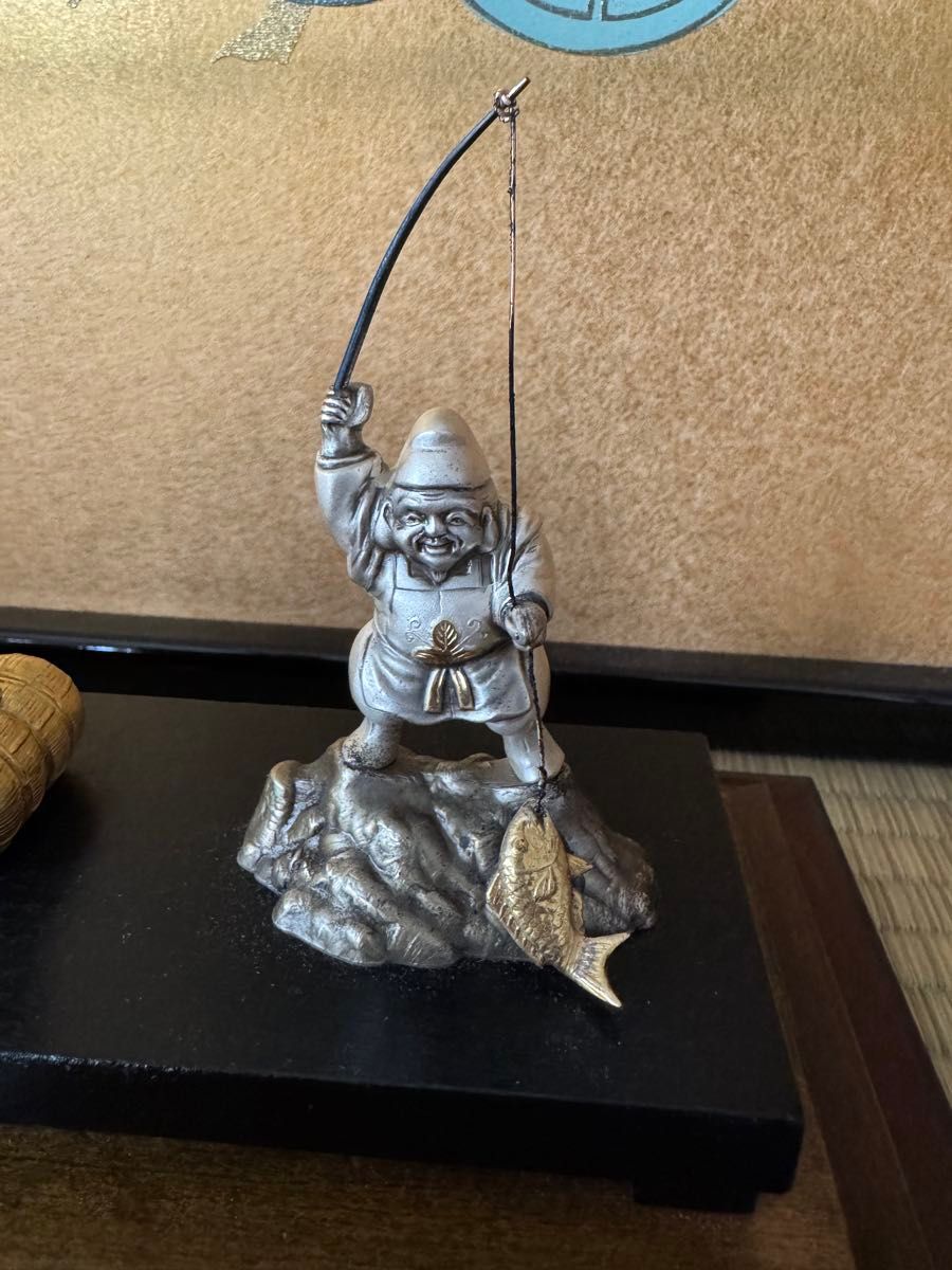 純銀 恵比寿 大黒 置物 オブジェ 昭和レトロ アンティーク