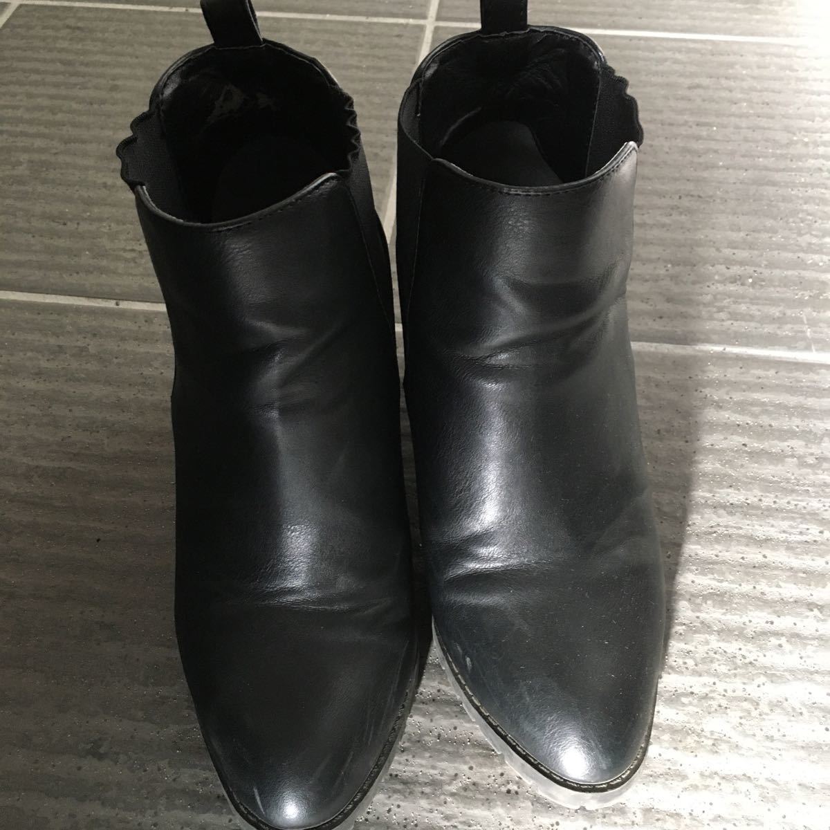 ジーナシス　サイドゴアブーツ　ショートブーツ　黒　ブラック　ブーツ　M