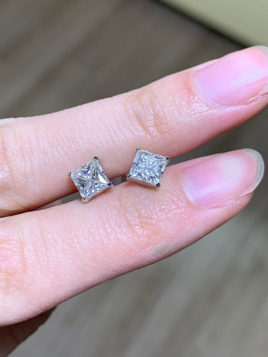 PT900 プリンセスカット ダイヤ ピアス - www.oabaparecidago.org.br