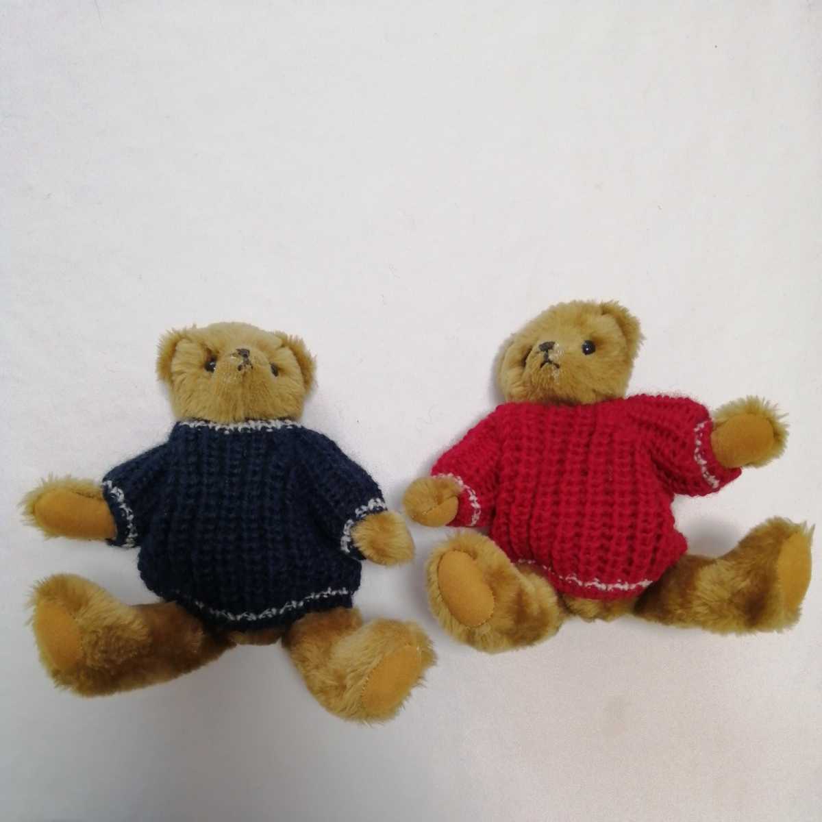 ぬいぐるみ テディベア　クマ　熊　２個セット　２体　赤　青　セーター付き　　お座り　未使用　_画像4