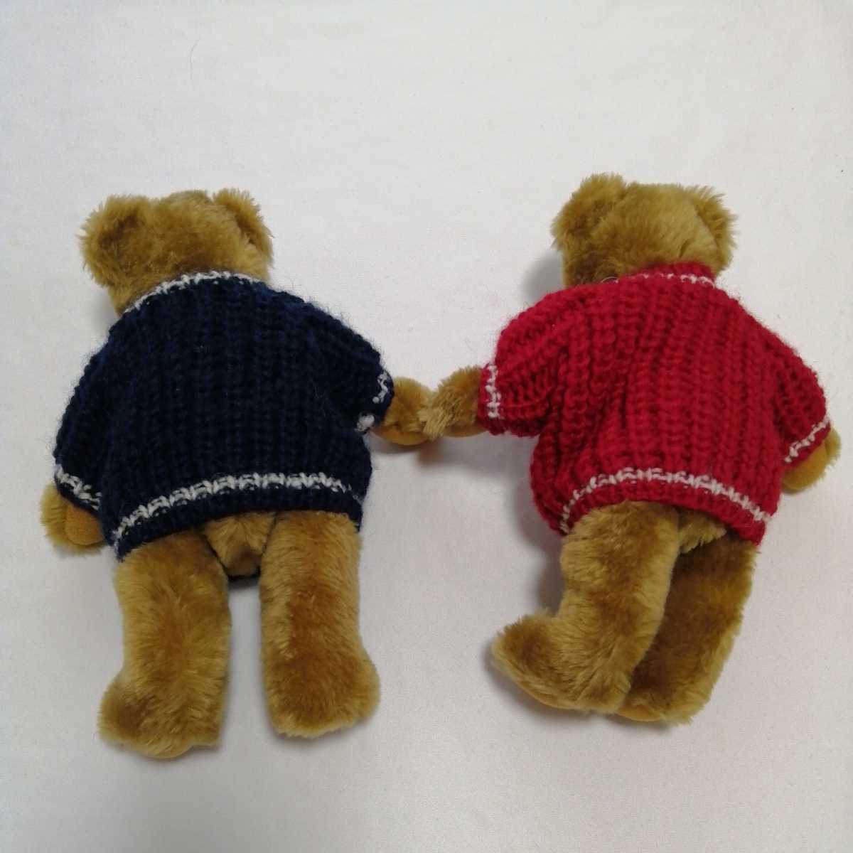 ぬいぐるみ テディベア　クマ　熊　２個セット　２体　赤　青　セーター付き　　お座り　未使用　_画像3