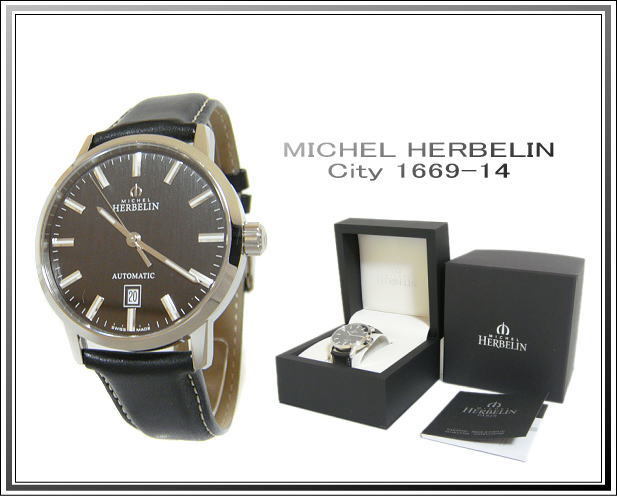 * super-beauty goods MICHEL HERBELIN /mi shell * L Blanc City/ City 1669-14 reverse side ske self-winding watch men's wristwatch carriage and tax included!