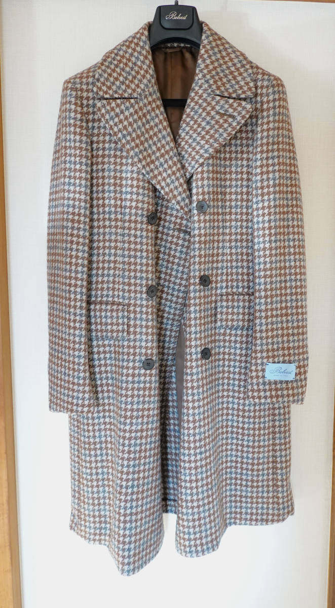 超爆安 新品☆ベルベスト ベビーアルパカ混千鳥格子 コート☆Belvest ...