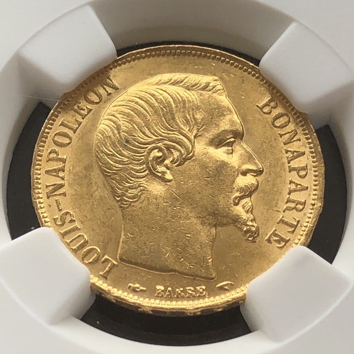 単年発行 1852A フランス 20フラン金貨 ルイ・ナポレオン (ナポレオン三世) NGC MS62 アンティーク コイン