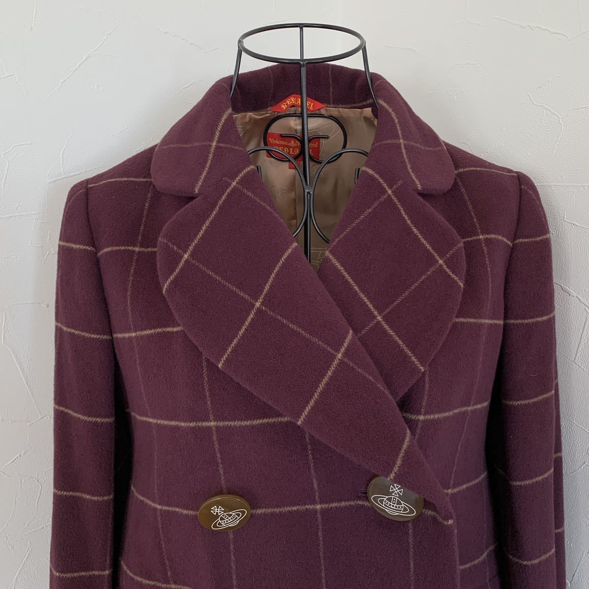【送料無料】Vivienne Westwood ヴィヴィアン セットアップ　スーツ　チェック　冬秋用　レディース　ワインレッド ボルドー
