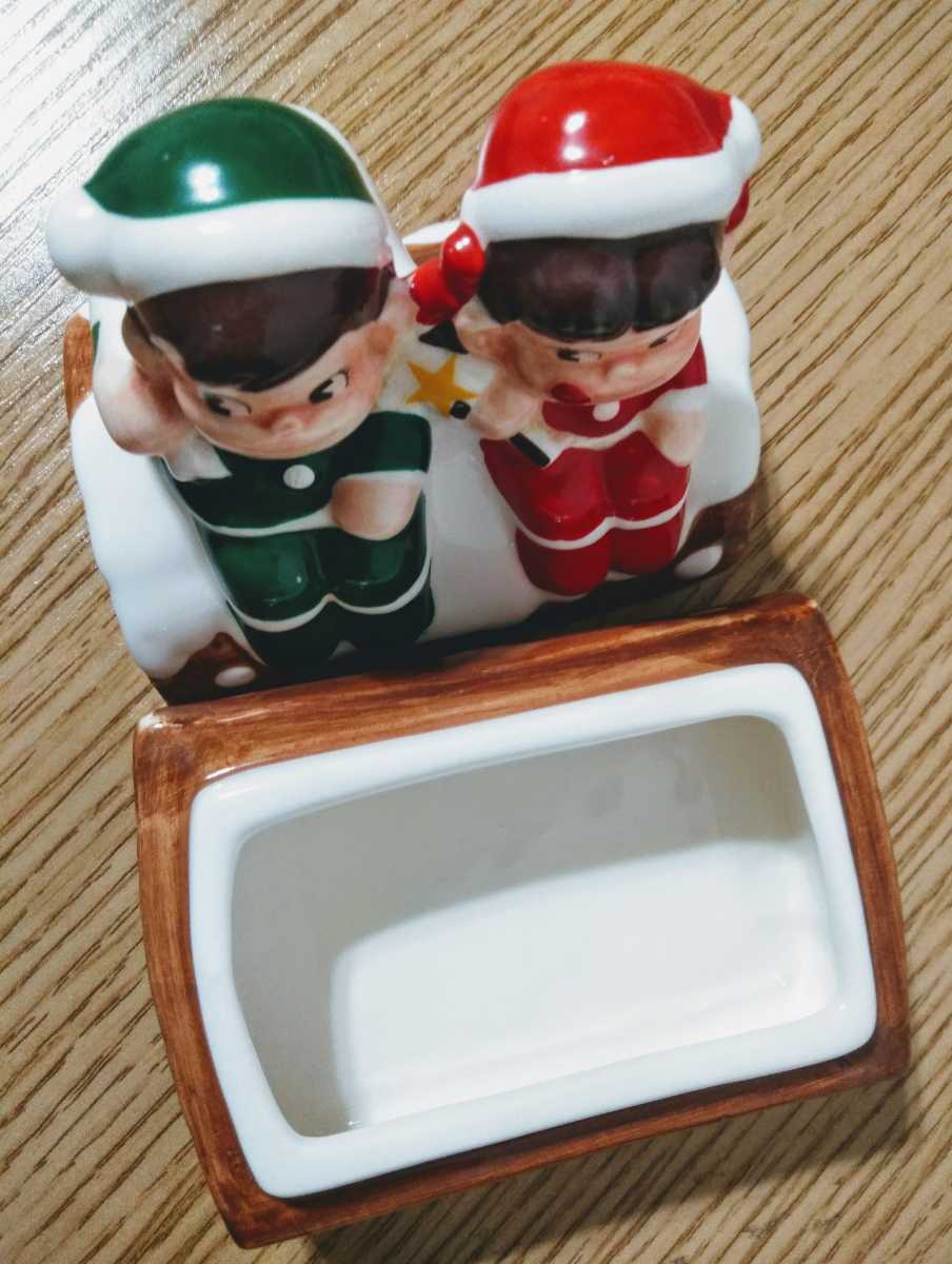 ペコちゃん　ポコちゃん　クリスマス　小物入れ　陶器製_画像4