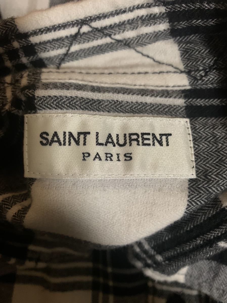 SAINT LAURENT サンローラン ブロック チェック シャツ ウール 正規品 1_画像2