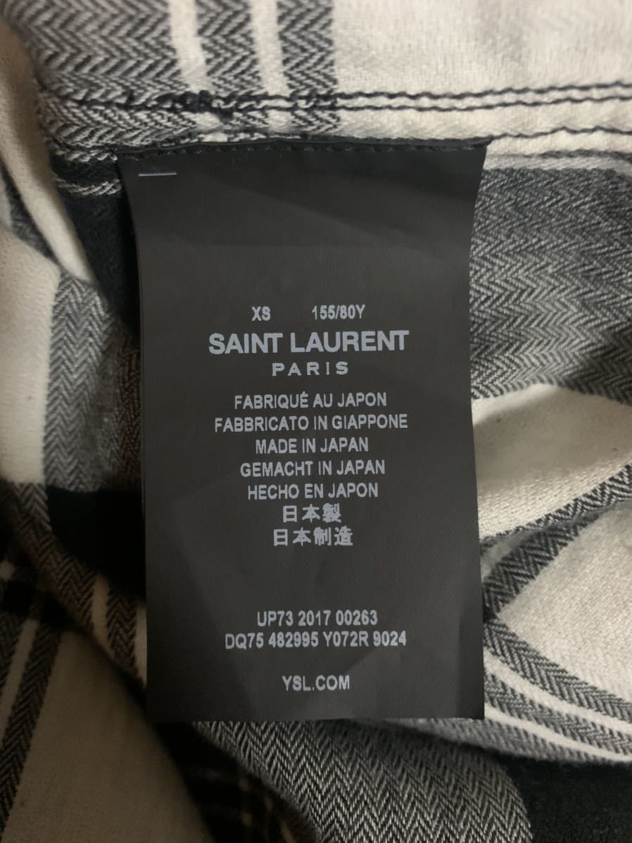 SAINT LAURENT サンローラン ブロック チェック シャツ ウール 正規品 1_画像3