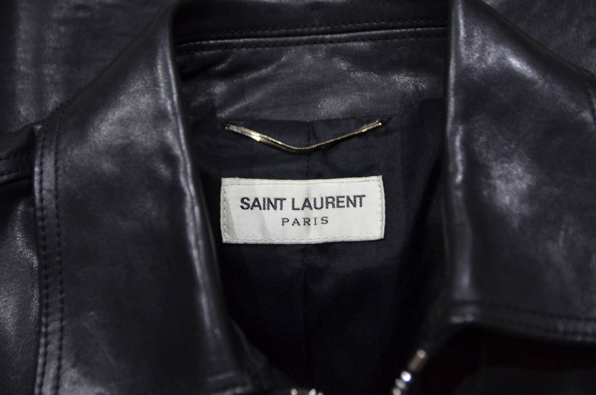 国内正規 SAINT LAURENT PARIS サンローランパリ レザー シングル ライダース ジャケット ブラック 42 Y-291347 _画像3