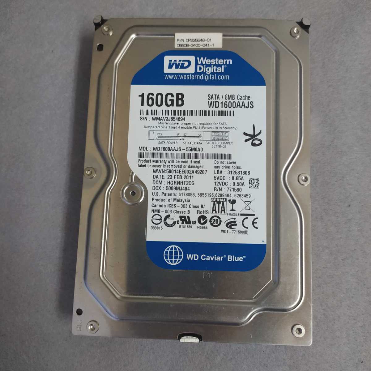 岐阜 即日 送料198円 ★ 3.5インチ内蔵 HDD ハードディスク WDC WD1600AAJS-55M0A0 160GB SATA ★動作保証 管 HG033_画像2