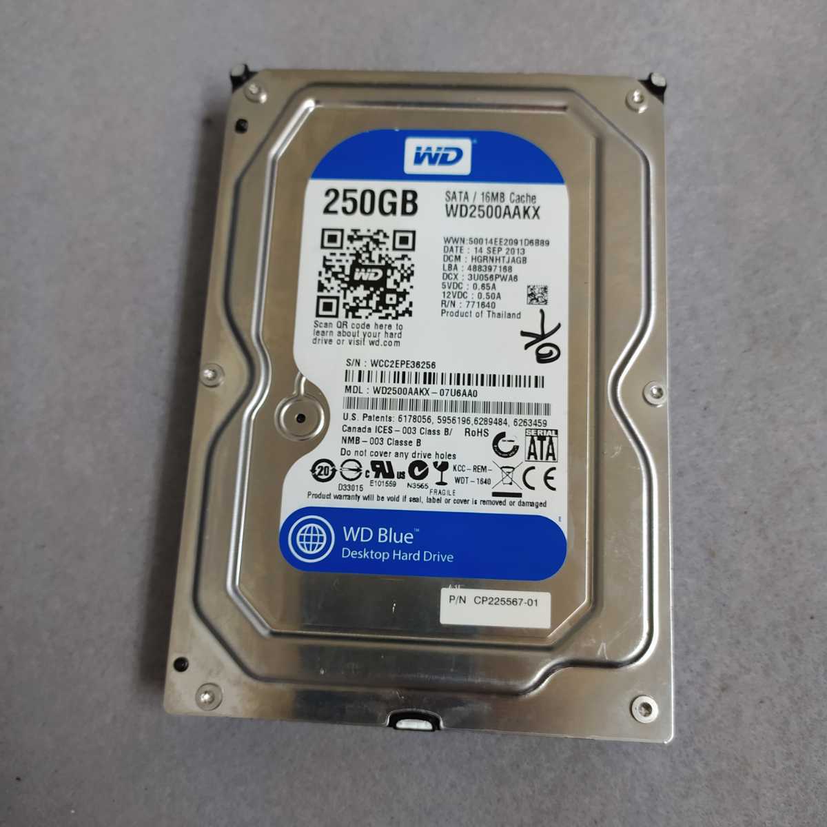 岐阜 即日 送料198円 ★ 3.5インチ内蔵 HDD ハードディスクWDC WD2500AAKX -07U6AA0 250GB SATA ★動作保証 管 HG076_画像2