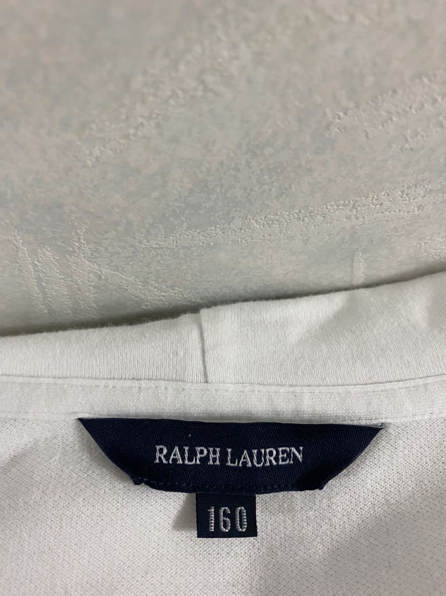 RALPH LAUREN パーカー ホワイト × ネイビー サイズ160 ラルフローレン ポニー メンズMサイズ程度 レディースLサイズ程度_画像3
