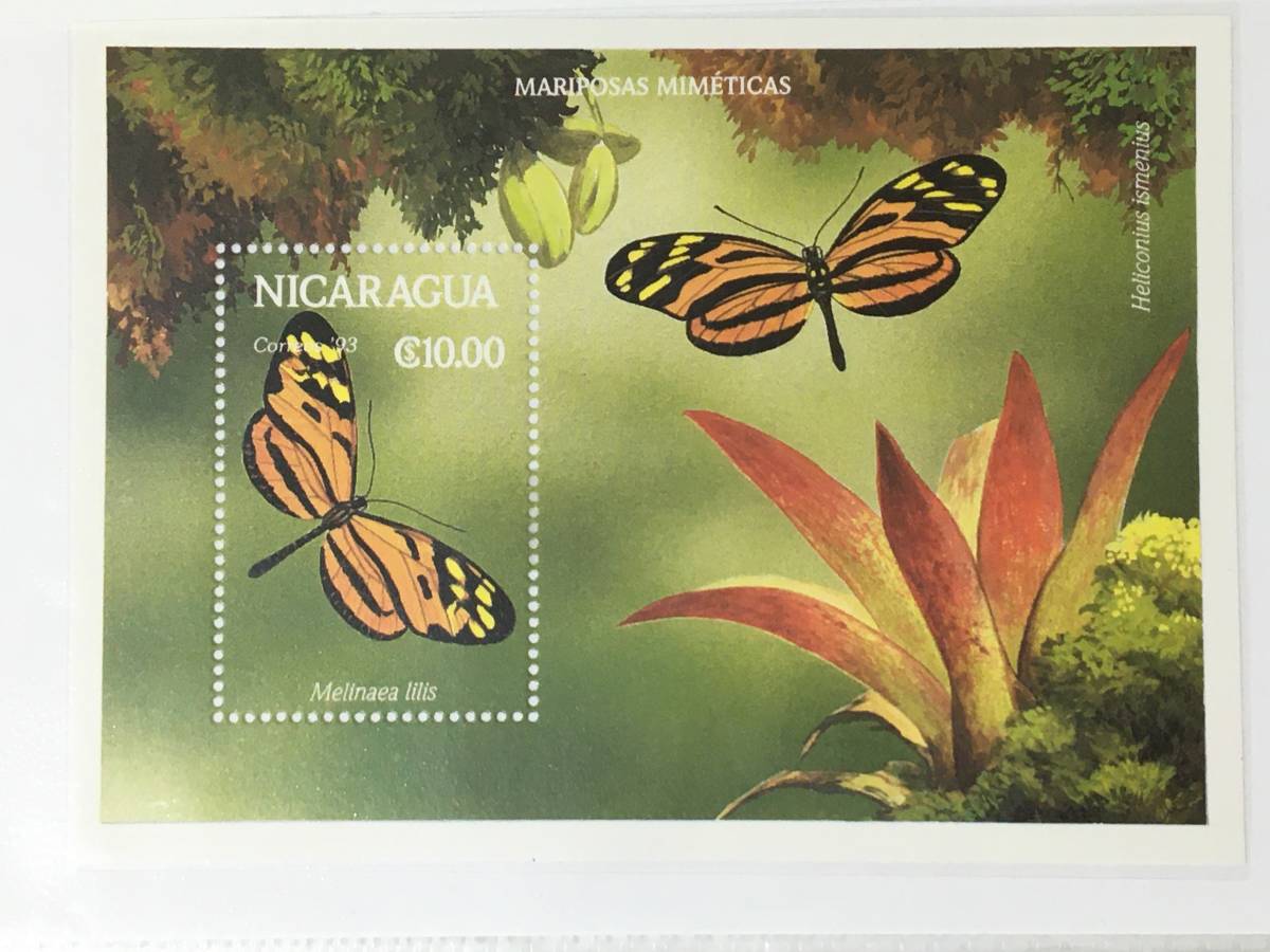 切手：昆虫・蝶／ニカラグア＊シート_画像1