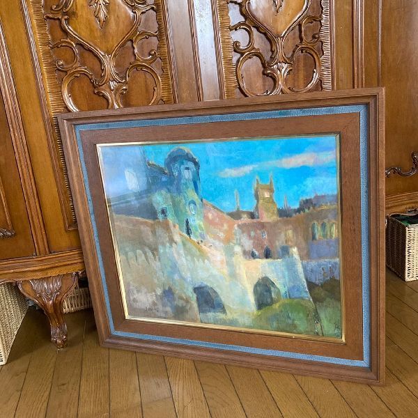 } genuine work guarantee * tail cape . male .. work * Portugal Sintra castle * autograph oil painting .12 number with autograph * day animation .* large frame * fine art art art * landscape painting * oil painting picture 