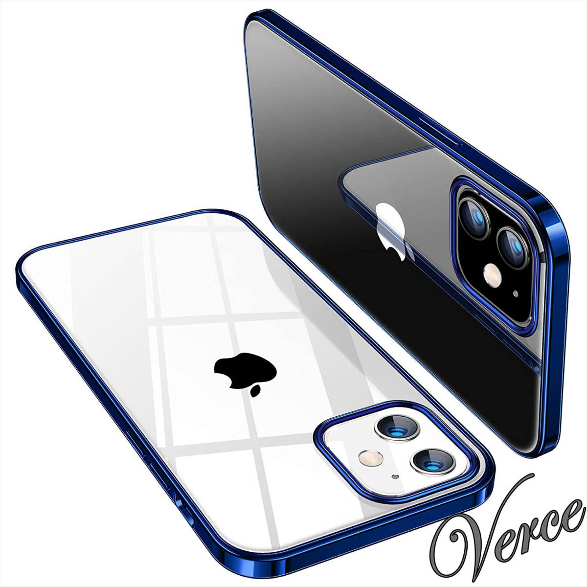 TORRAS iPhone 12 mini ケース 5 4インチ 透明 青いバンパー メッキ