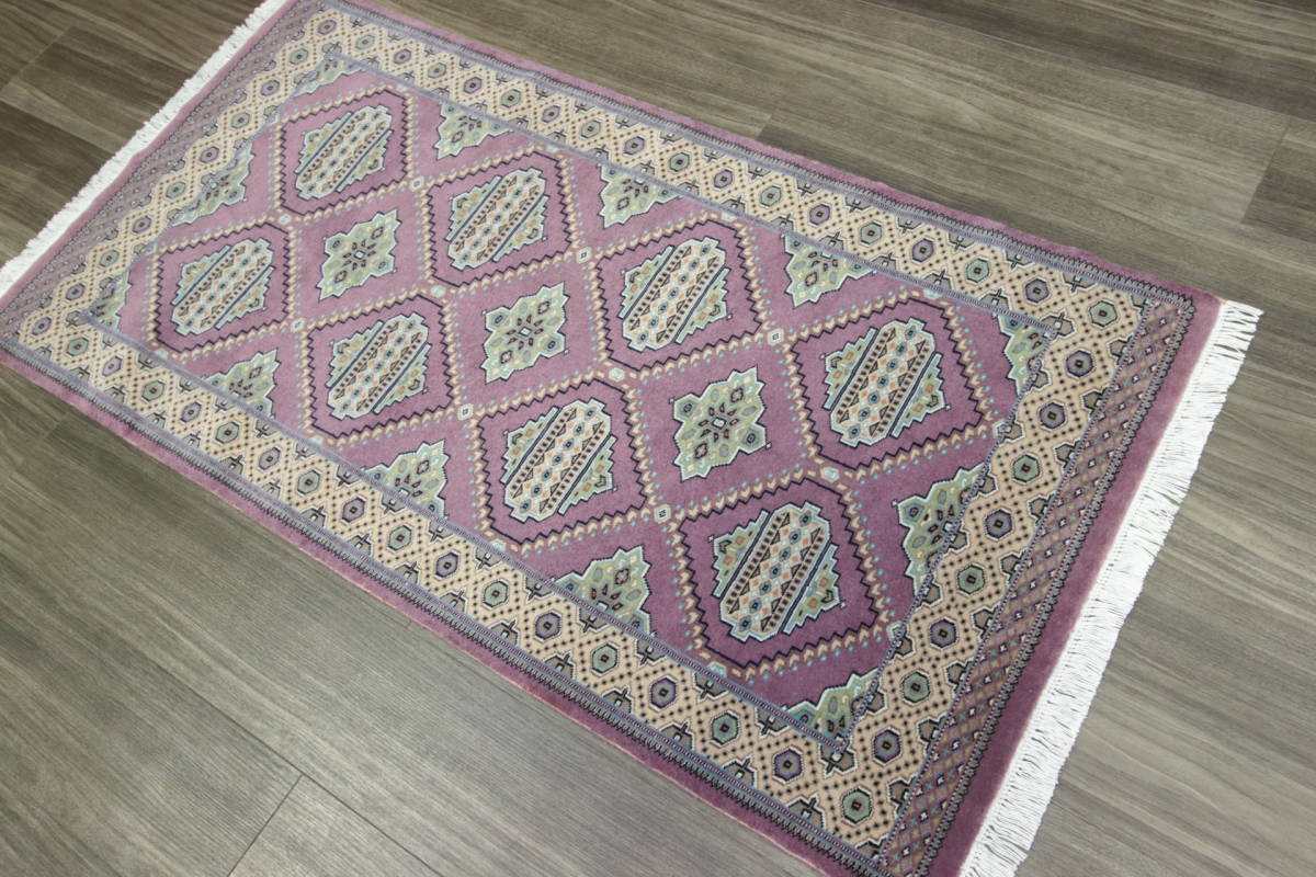 SALE　最高級カーペット　パキスタン手織り絨毯　インテリアラグ　玄関マット　アクセントラグ　77x147cm　＃428_画像7