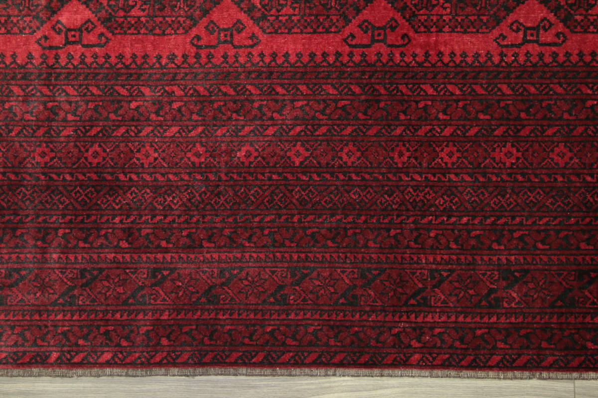 アンティークトルクメン絨毯　繊細なモチーフを重ねた美しいデザイン　オールド手織り絨毯　部族絨毯　ヴィンテージ　204x282cm　＃653_画像6