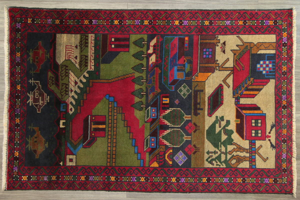War Rug アフガニスタン ミリタリーデザイン 部族絨毯 トライバルラグ