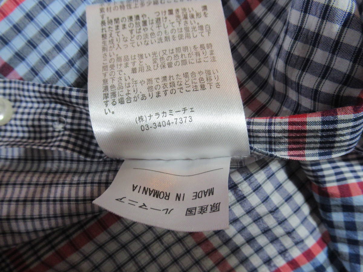  редкий мужской размер *NARA CAMICIE/ Nara Camicie v рубашка проверка MADE IN ROMANIA Roo любитель производства NARACAMICIE