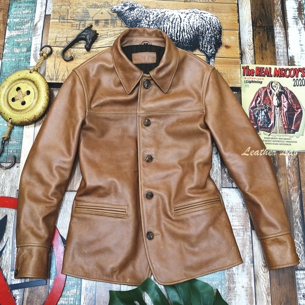 カウハイド カーコート レザージャケット ナチュラルブラウン 3XLサイズ テーラードジャケット ブレーキマン オイルレザー 牛革　1950