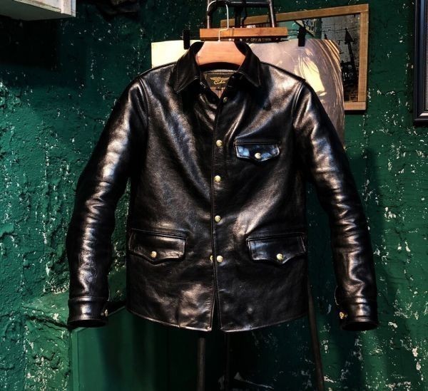 ホースハイド 30's レザージャケット ブラック Mサイズ カーコート ブレーキマン ベジタブルタンニン 馬革