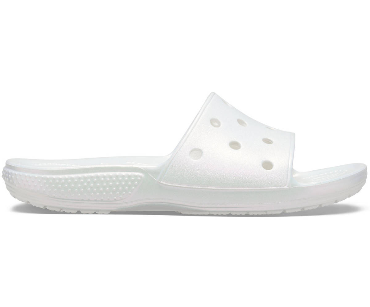 25m Classic Crocs Iridescent Slide Classic Crocs ili спуск скользящий белый white M7W9 новый товар 