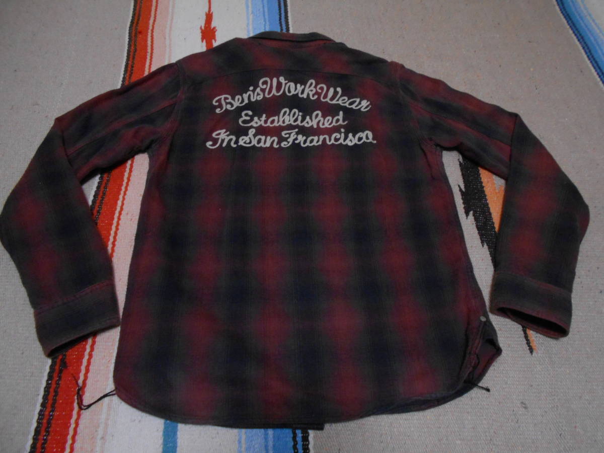 １９６０S BEN DAVIS SANFRANCISCO USA ベンデイビス ネルシャツ ワークウェアーWORK WEAR HOTROD BIKER CHOPPER VINTAGE SHIRTS ANTIQUES _画像7