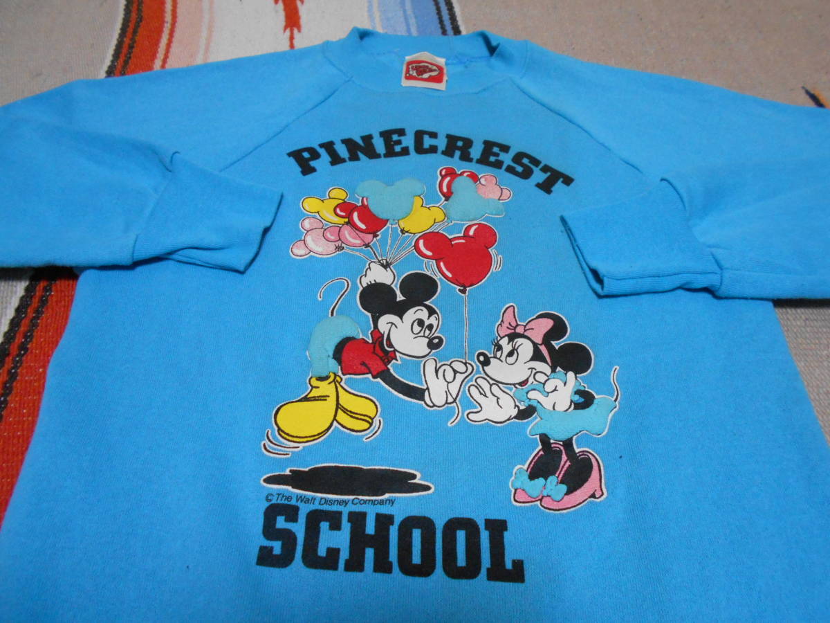 売れ筋商品 １９８０年代製MICKEY MOUSE PINECREST SCHOOL WALT DISNEY ミッキーマウス ディズニーランド ビンテージ スウェット MADE IN USA VINTAGE Sサイズ