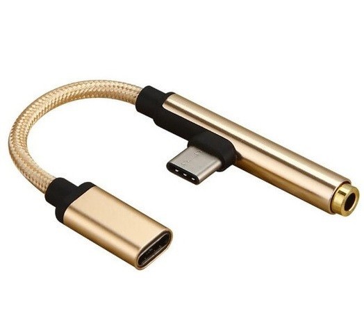 USB Type-C 3.5mmヘッドホン変換+充電アダプター Gold 5