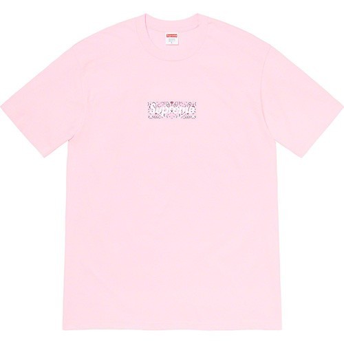 新品 19AW SUPREME Bandana Box Logo Tee Light Pink Medium