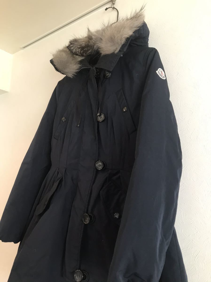 美品　送料無料　モンクレール MONCLER コート　ネイビー レディース　モッズコート_画像2