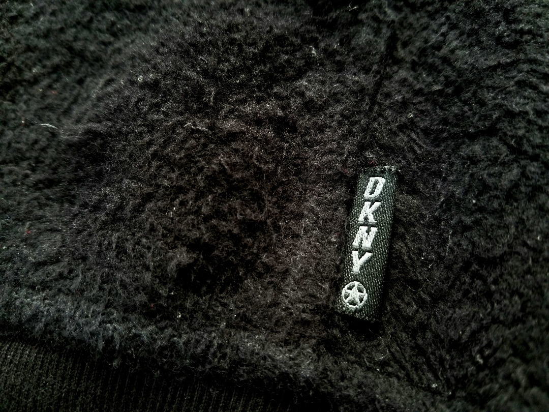 90s 新品デッド DKNY NYC 袖プリント スウェットパーカー 黒 L 表裏逆仕様 90年代 ビンテージ ダナキャラン_画像4