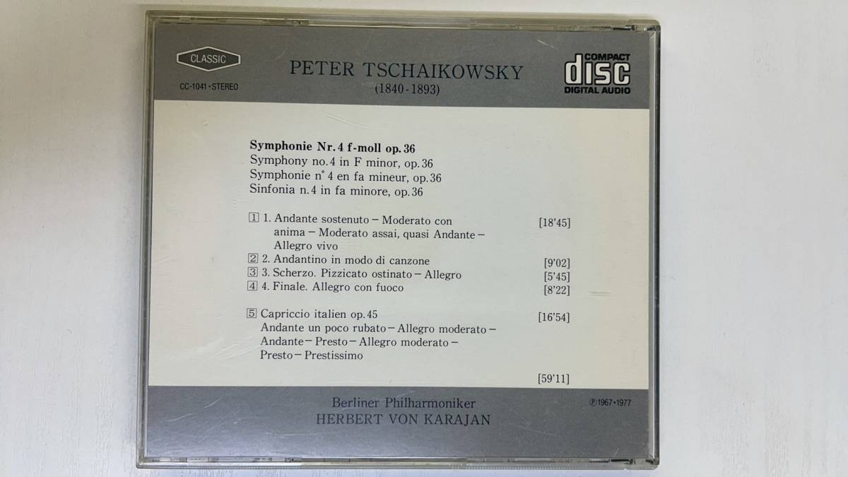 Tchaikovsky チャイコフスキー / SYMPHONIE NR.4/CAPRICCIO ITALIEN CD盤 コンパクトディスク CC-1041_画像2