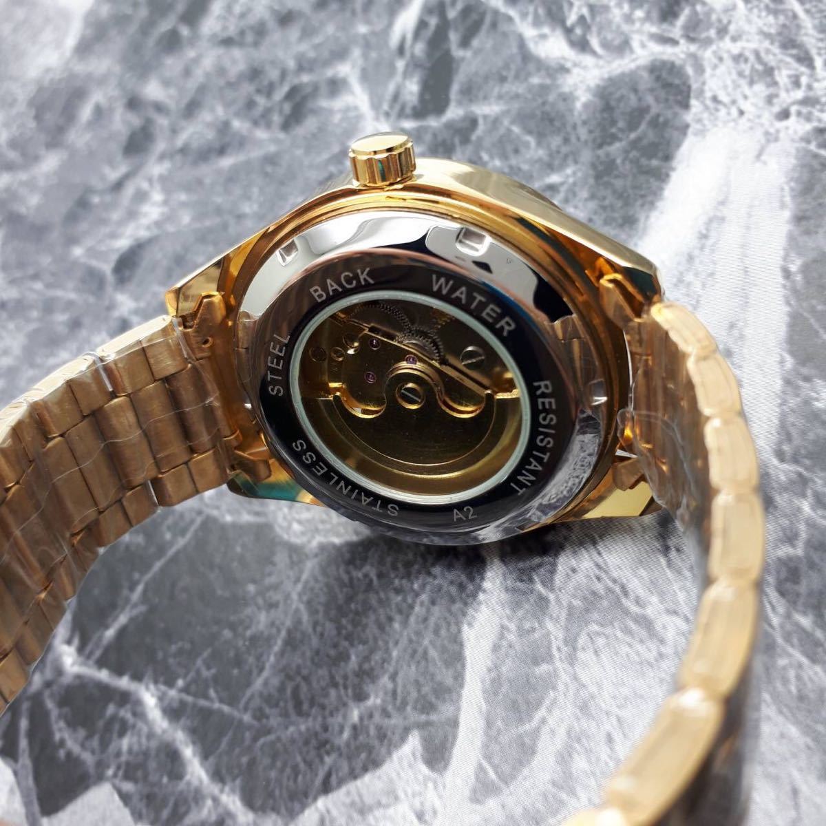 100％本物 ゴールド 自動巻き 新品 メンズ腕時計 ハイクオリティー ステンレス 送料無料