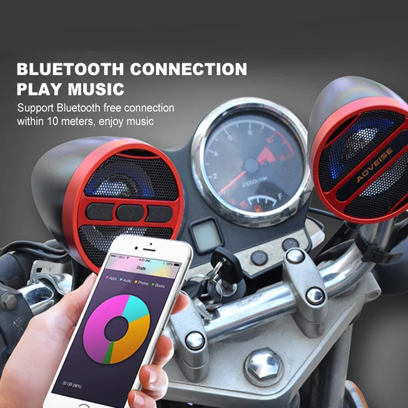 BLUETOOTH waterproof Moto MP3 player alarm system amplifier 12 music player FM radio delustering / plating stereo motorcycle speaker 
