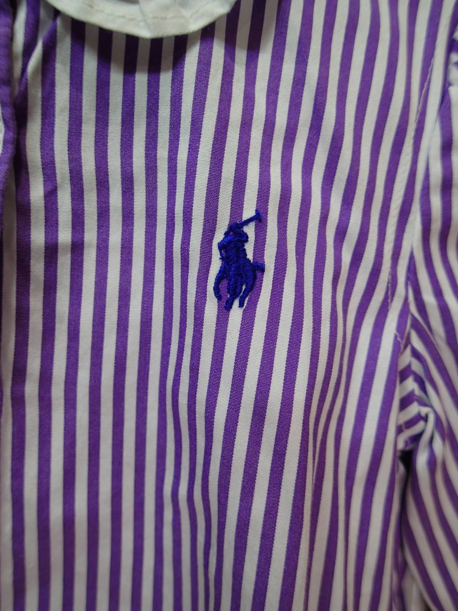 ★ラルフローレン/ Ralph Lauren 90㎝ ★未使用品/フリル襟/長袖ブラウス（薄紫・ストライプ柄）ｔ1626_画像3