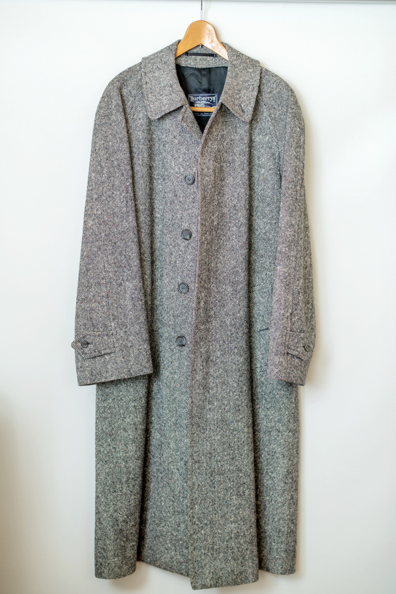 未使用 バーバリー ツイード コート ラグラン袖 バルマーカーン アナトミカ ウール Burberrys Tweed Coat made in England ミント 42 Long
