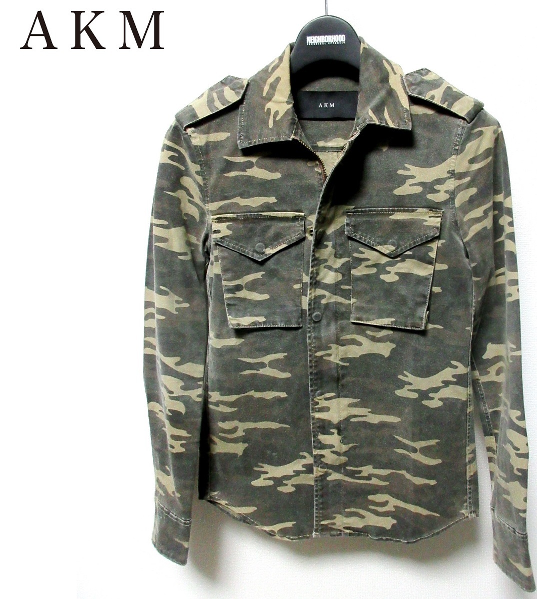 定価34,650円 AKM MODERN COMBAT ARMY カモフラ 迷彩柄 シャツジャケット_画像1