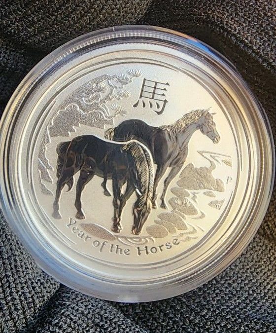 2014年 オーストラリア 銀貨 馬 1/2 Oz 銀貨 純銀 硬質カプセル付