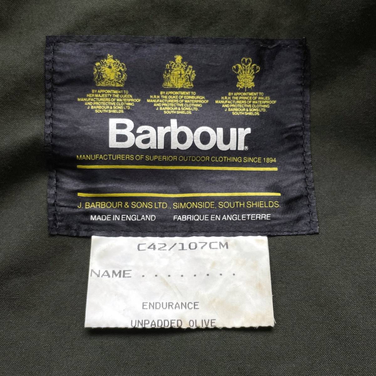 受注生産品】 Barbour エンデュランス 42 VENTILE ENDURANCE