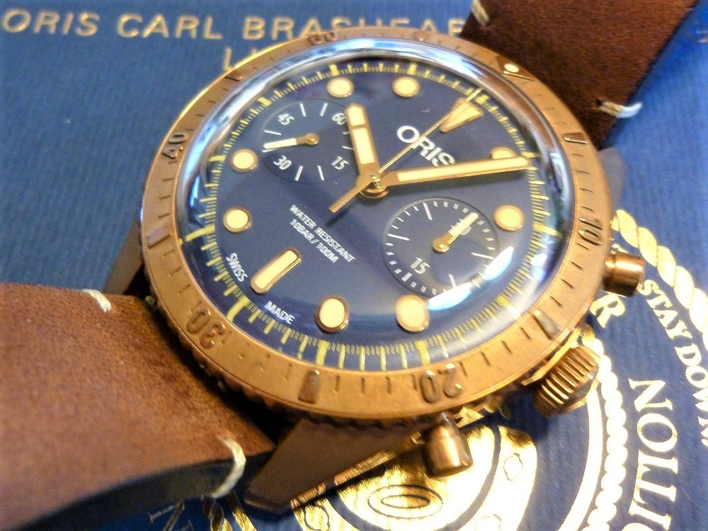 ★未使用レア ORIS Carl Brashear Chronograph Limited Edition オリス カール・ブラシア クロノグラフ リミテッドエディション 限定メンズ_画像9