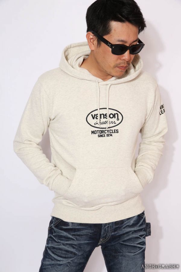 NEW】 当店別注 VANSON 定番スター プルオーバーパーカー ブラック XXL