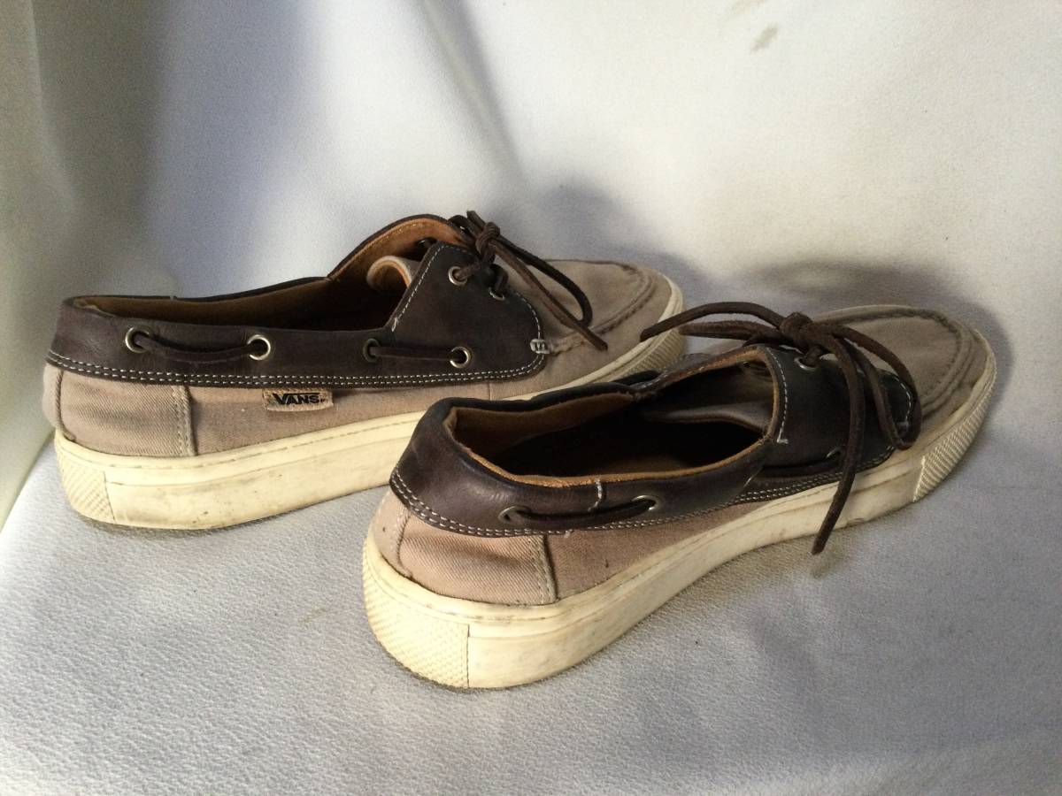 C8890*VANS*26cm* beige & dark brown deck shoes *
