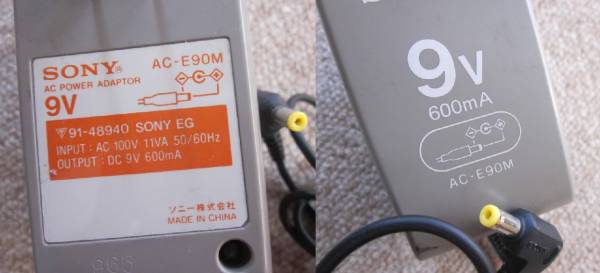 SONY 純正 ACアダプター AC-E90M DC9V 600mA★動作品_画像3