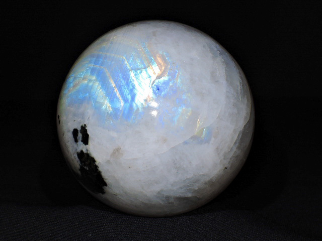 * Rainbow moonstone circle sphere 57mm/259g & Heart rose quartz crystal sphere pedestal. 2 set * natural stone month length stone ball & crystal stand attaching *kamesan